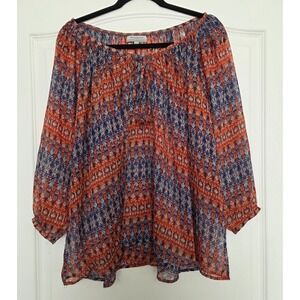 World Market Sheer Oversized Boho 3/4 Sleeve Blouse‎ Sz S/M Lightweight Festival